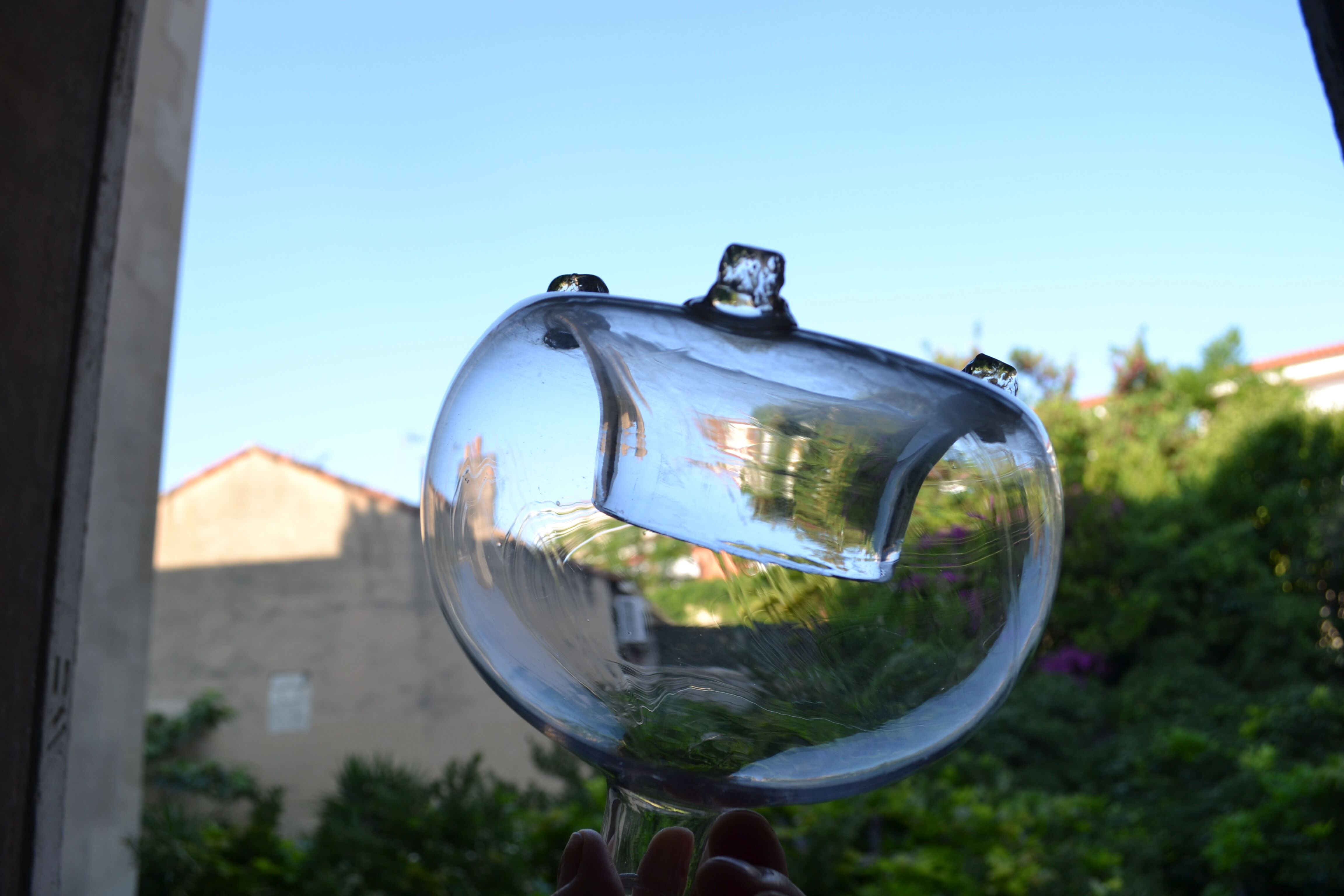 Glass trap blown 18th or 19th century