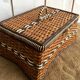 Rattan and scoubidou sewing basket