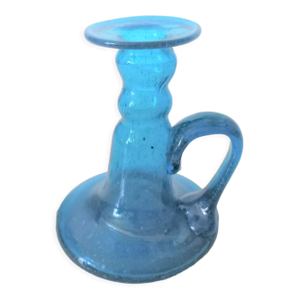 Bougeoir en verre soufflé Murano turquoise