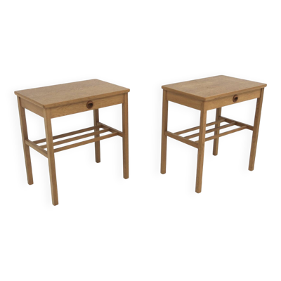 Set de 2 tables chevet en chêne, Suède, 1960