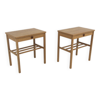 Set de 2 tables chevet en chêne, Suède, 1960