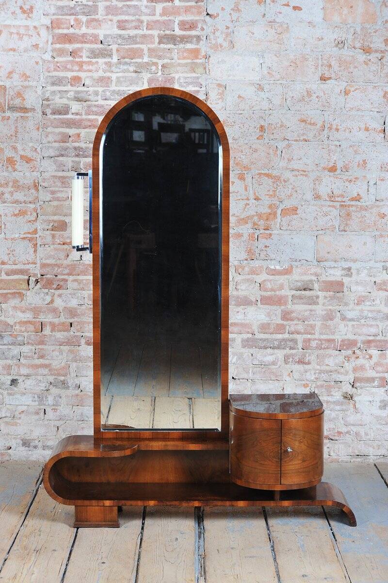 Czech Art Deco Dressing Mirror in Walnut, 1930s