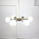 Mid-century sputnik brass and opaline glass chandelier