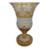 Vase en cristal de bohème jaune ambre