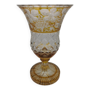 Vase en cristal de bohème jaune ambre