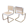 Pair of Cesca B 32 chairs by Marcel Breuer, white seat and backrest