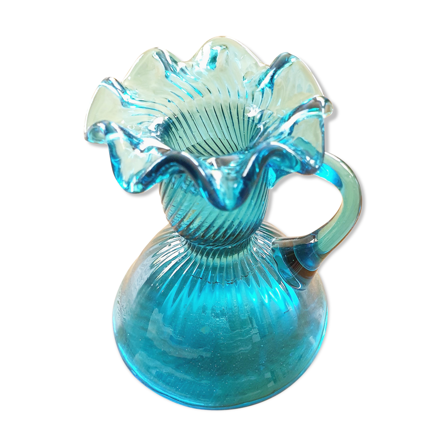 Small blue vase with collar