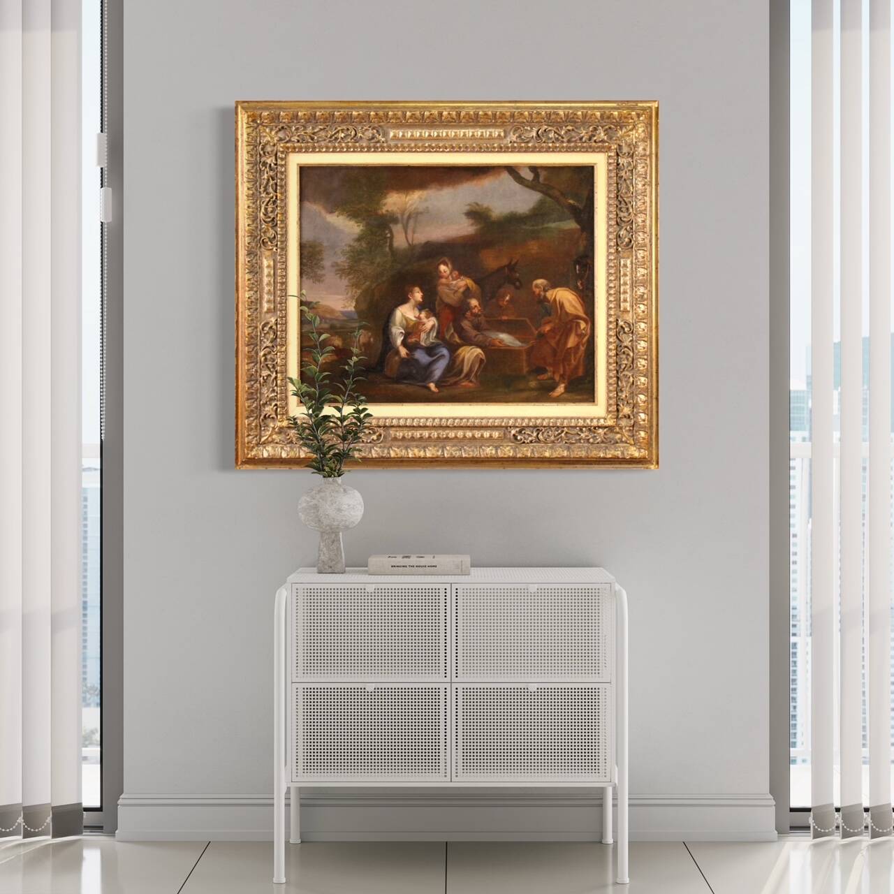 18th century Italian landscape painting with family scene