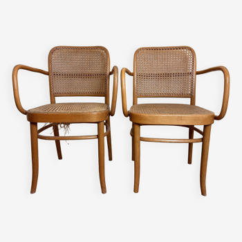 Vintage Prague n°811 armchairs / Design by Josef Hoffmann for Thonet