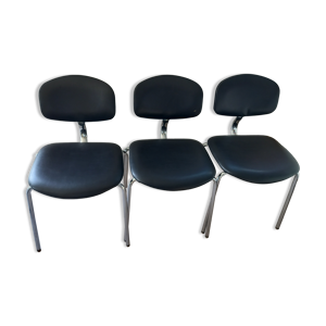 Lot de 3 chaises chromées Steelcase Strafor 1970