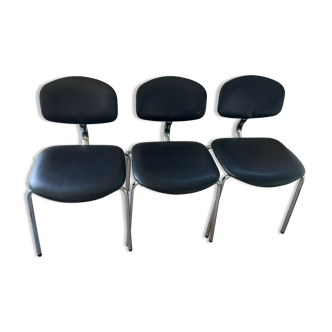 Lot de 3 chaises chromées Steelcase Strafor 1970