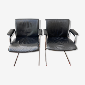 Pair of black leather desk chairs by Boss Design