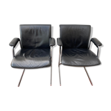 Paire de chaises de bureau en cuir noir par Boss Design