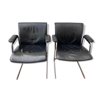 Pair of black leather desk chairs by Boss Design