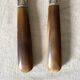 Antique salad servers in horn and silver metal