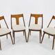 1950s Set of 4 Dining Chairs in Walnut Finish, Czechoslovakia