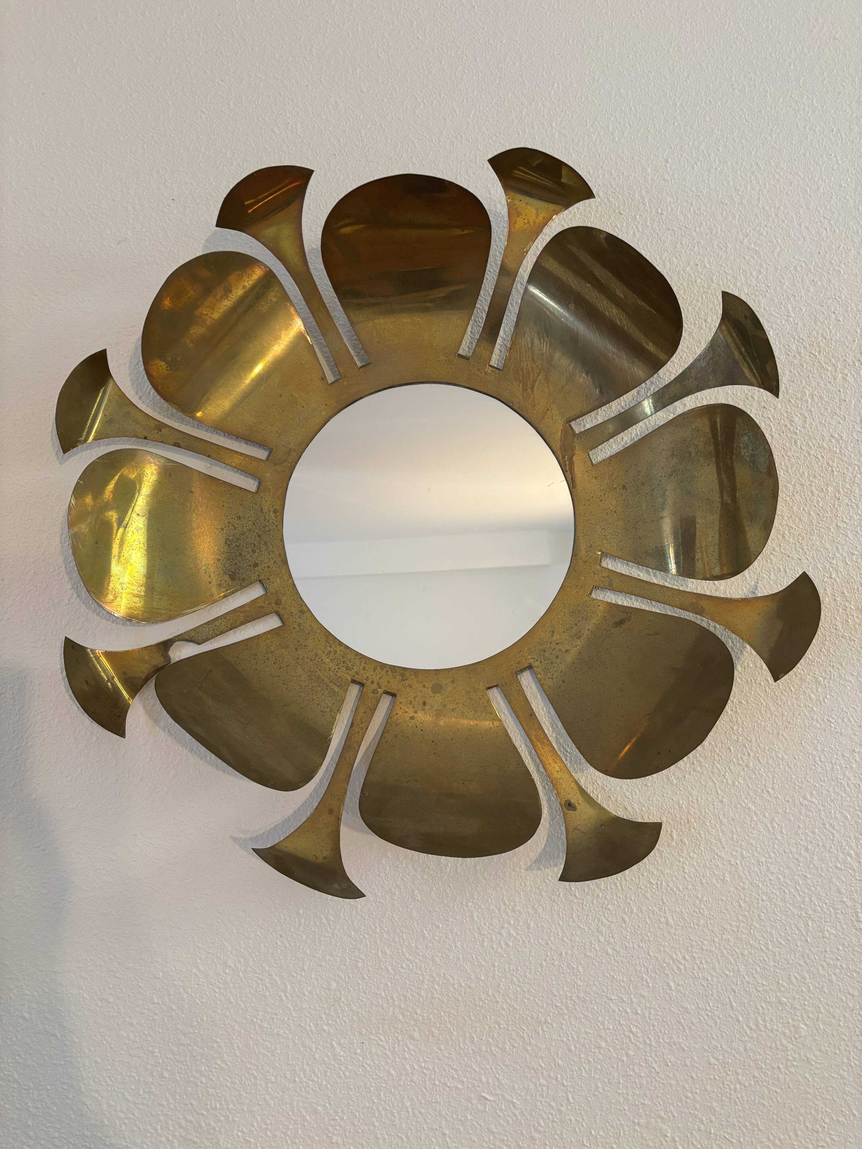 Miroir en laiton doré, 1970