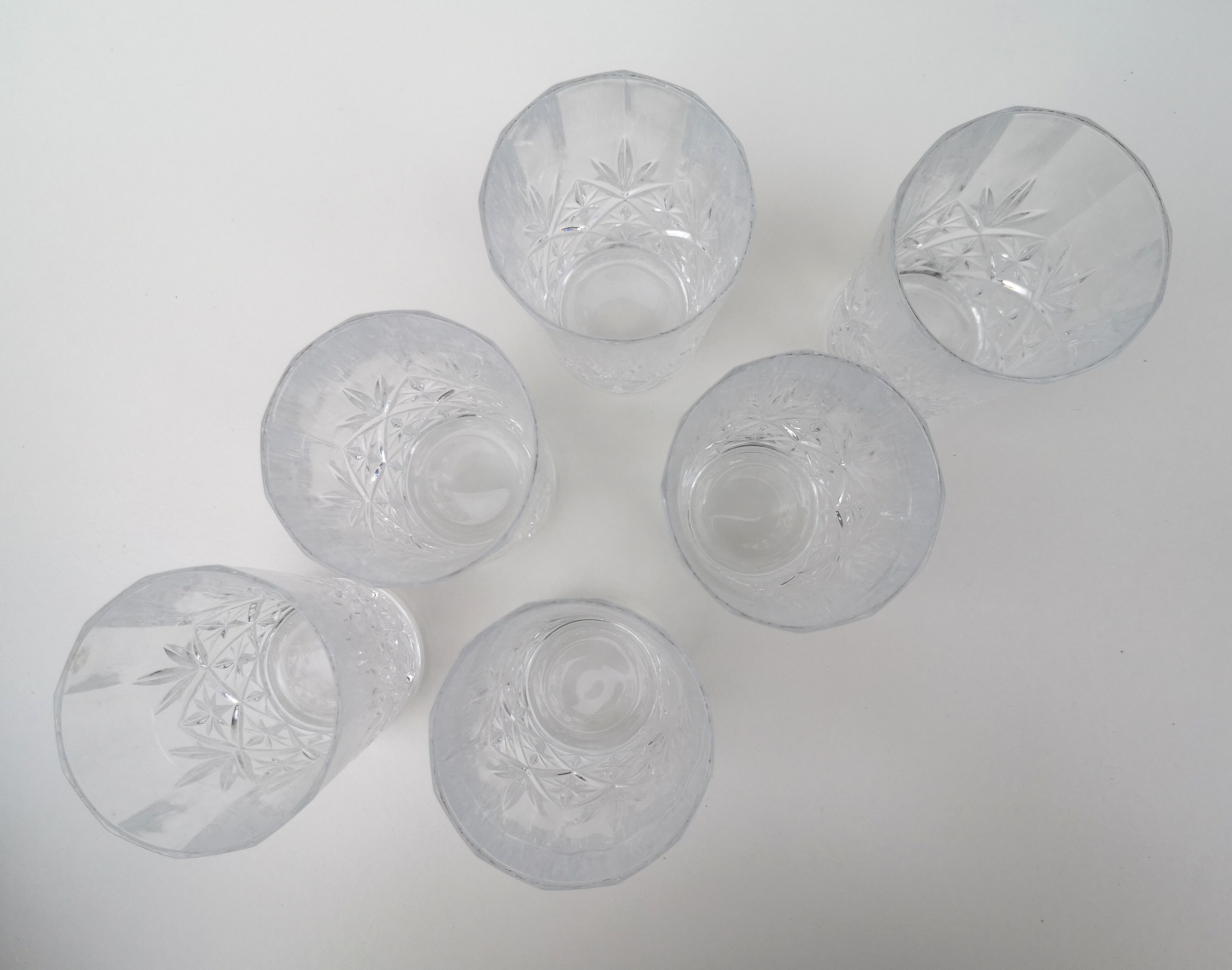 Set of 6 water glasses - vintage crystal choppes