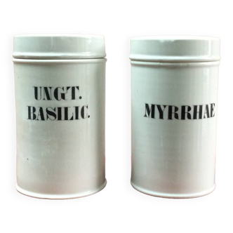 Lot of two old apothecary jars