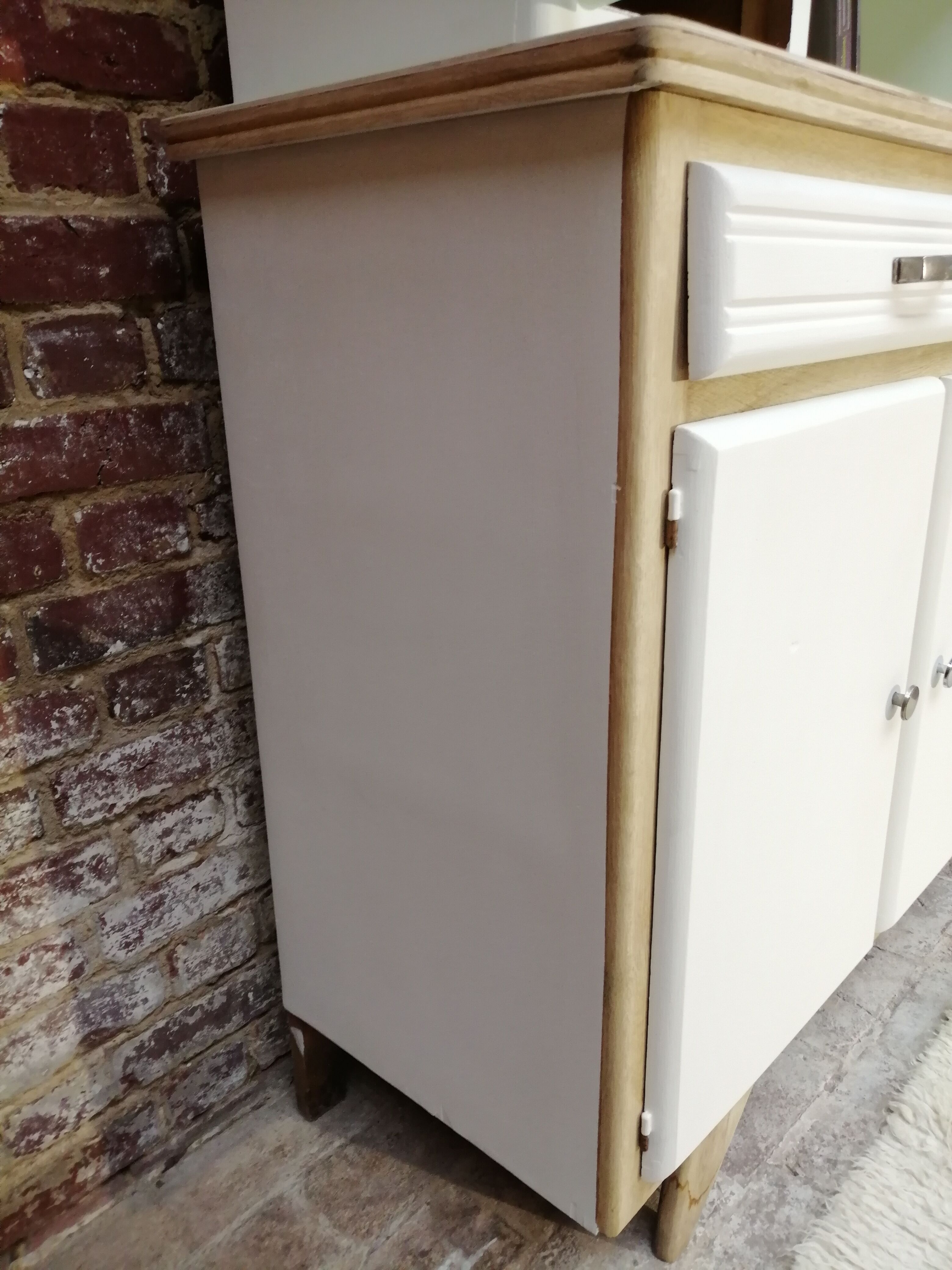 Buffet mado 50s white and brushed oak