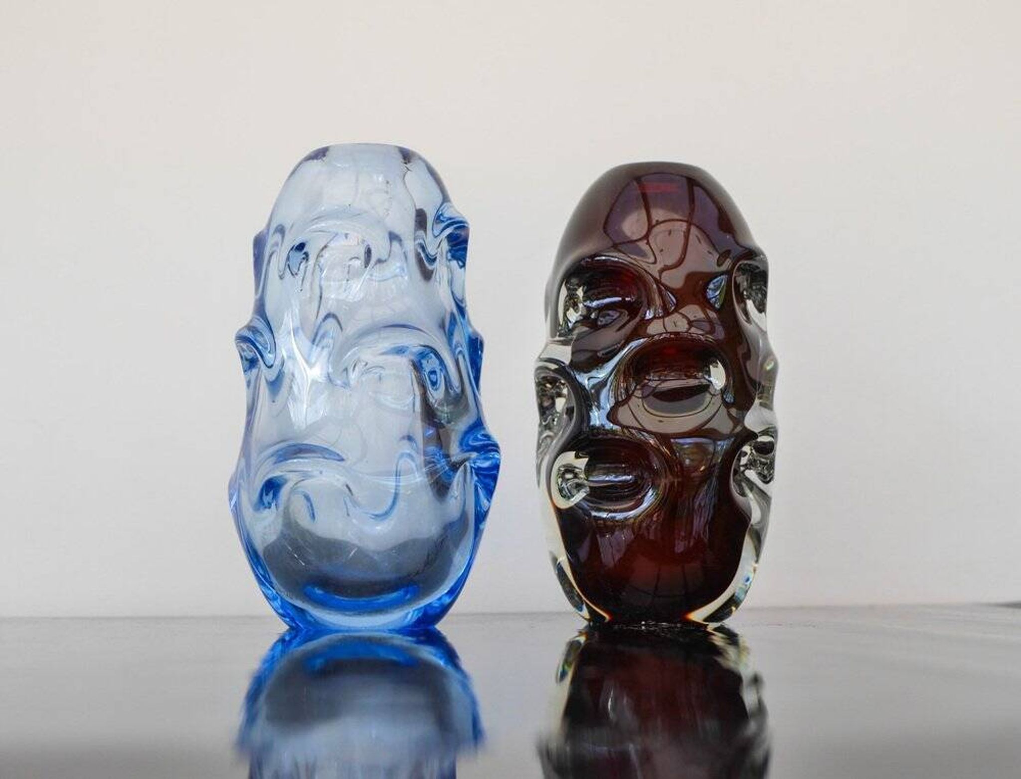 Mid-century modern crystal vase in pale blue by Börne Augustsson for Åseda