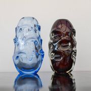 Mid-century modern crystal vase in pale blue by Börne Augustsson for Åseda
