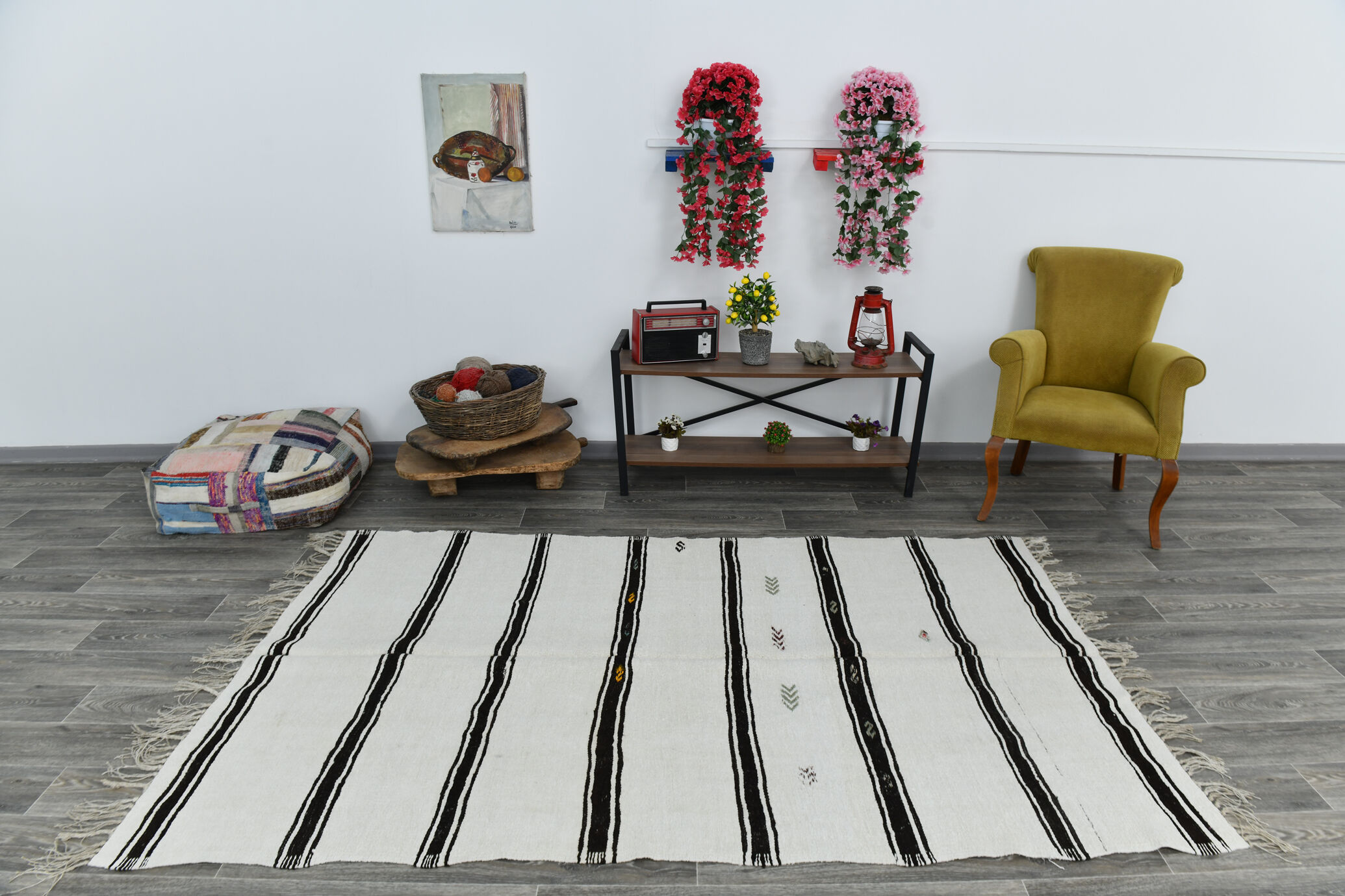 Tapis de chanvre vintage moderne, 158x248cm