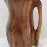 Sculptural pitcher olive wood design 60s