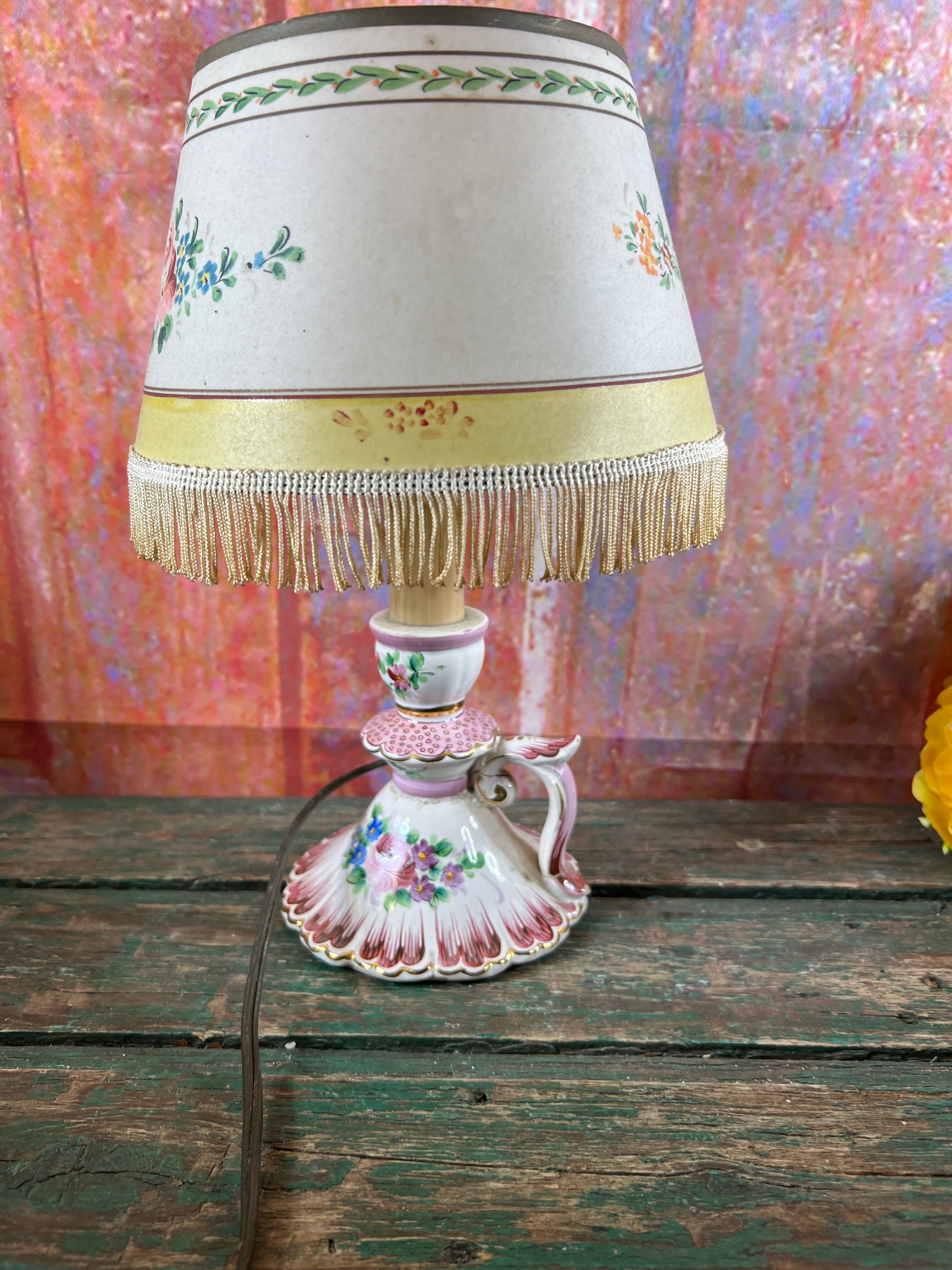 Pink porcelain bedside lamp