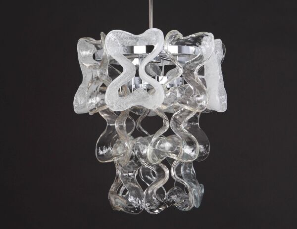 Suspension en verre de Murano chrome conçue par Carlo Nason pour Kalmar, Catena, Autriche