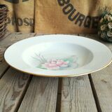 Porcelain service dish by Limoges france nenuphar rose decoration