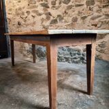 Antique French country dining table – Oak base and pine top, circa 1900