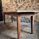 Antique French country dining table – Oak base and pine top, circa 1900