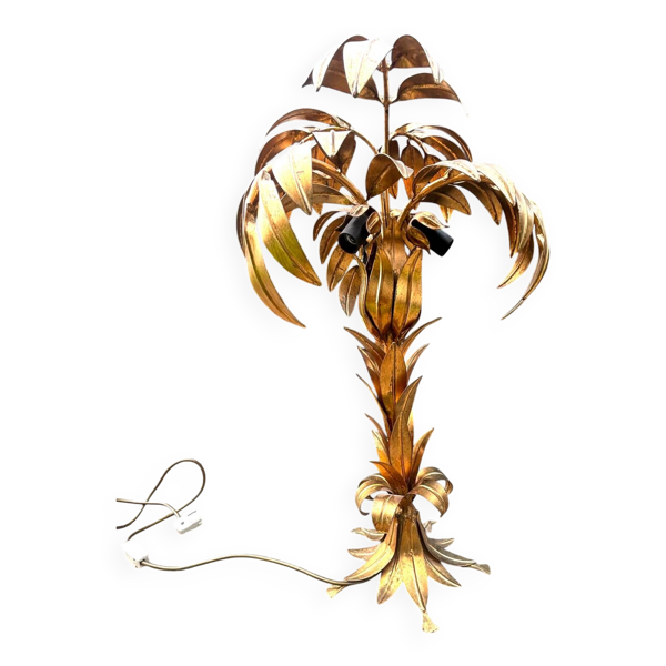 Hans Kögl Lampadaire ou lampe de table Palmier Métal Doré
