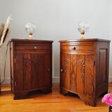 Pair of oak art deco bedside tables