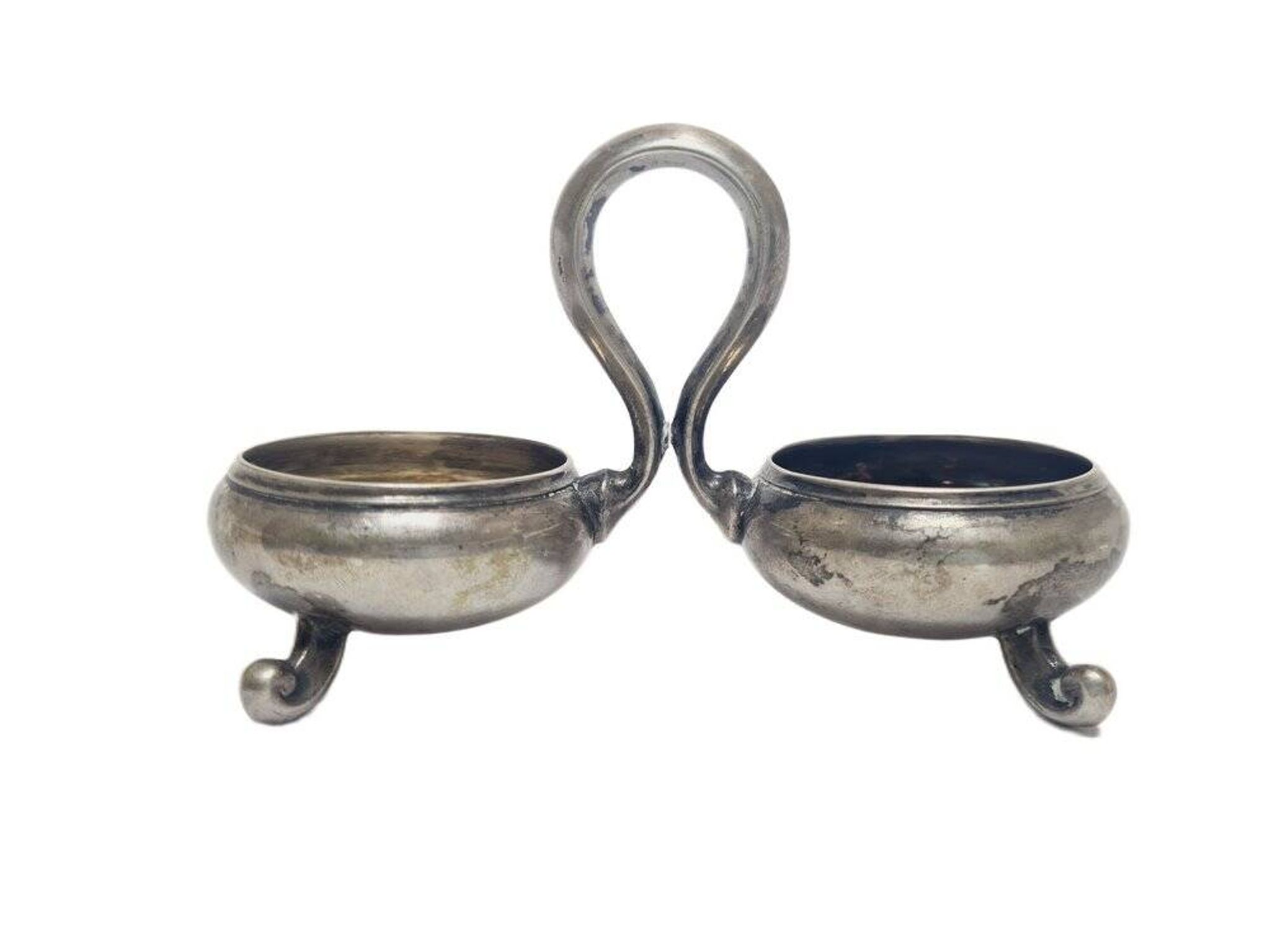 Eclectic silver salt and pepper holder, Germany, 1890s