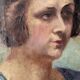 Oil on canvas portrait, vintage, bohemian countryside decoration.