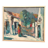 Huile sur panneau originale suédoise – « Maisons espagnoles » par Tedde Rhodin