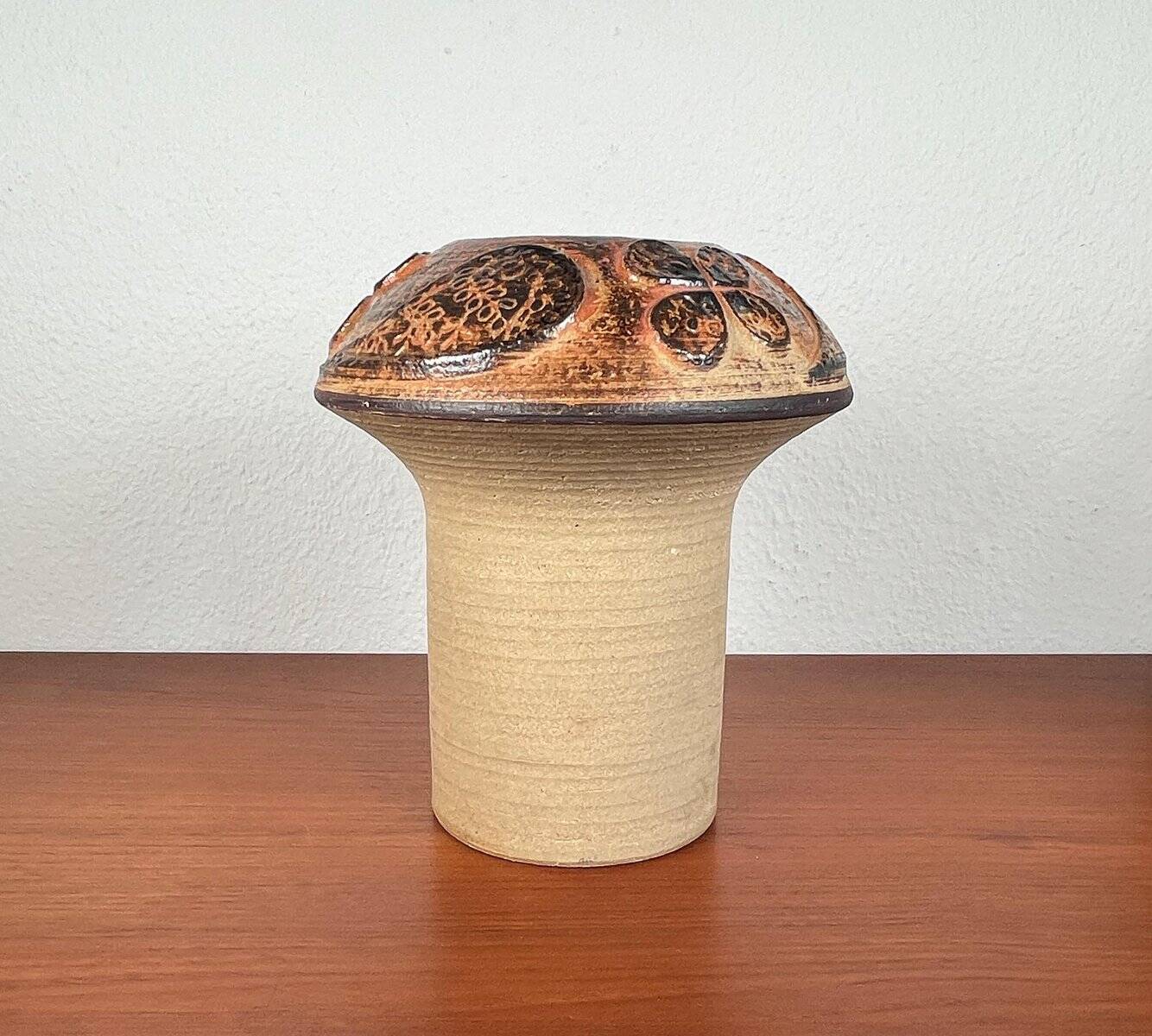 Mid-century modern stoneware mushroom vase by Haico Nitzsche for Søholm, 1960s.