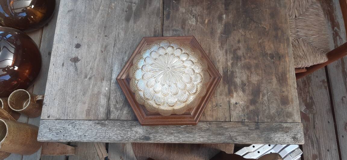 70s amber glass ceiling light