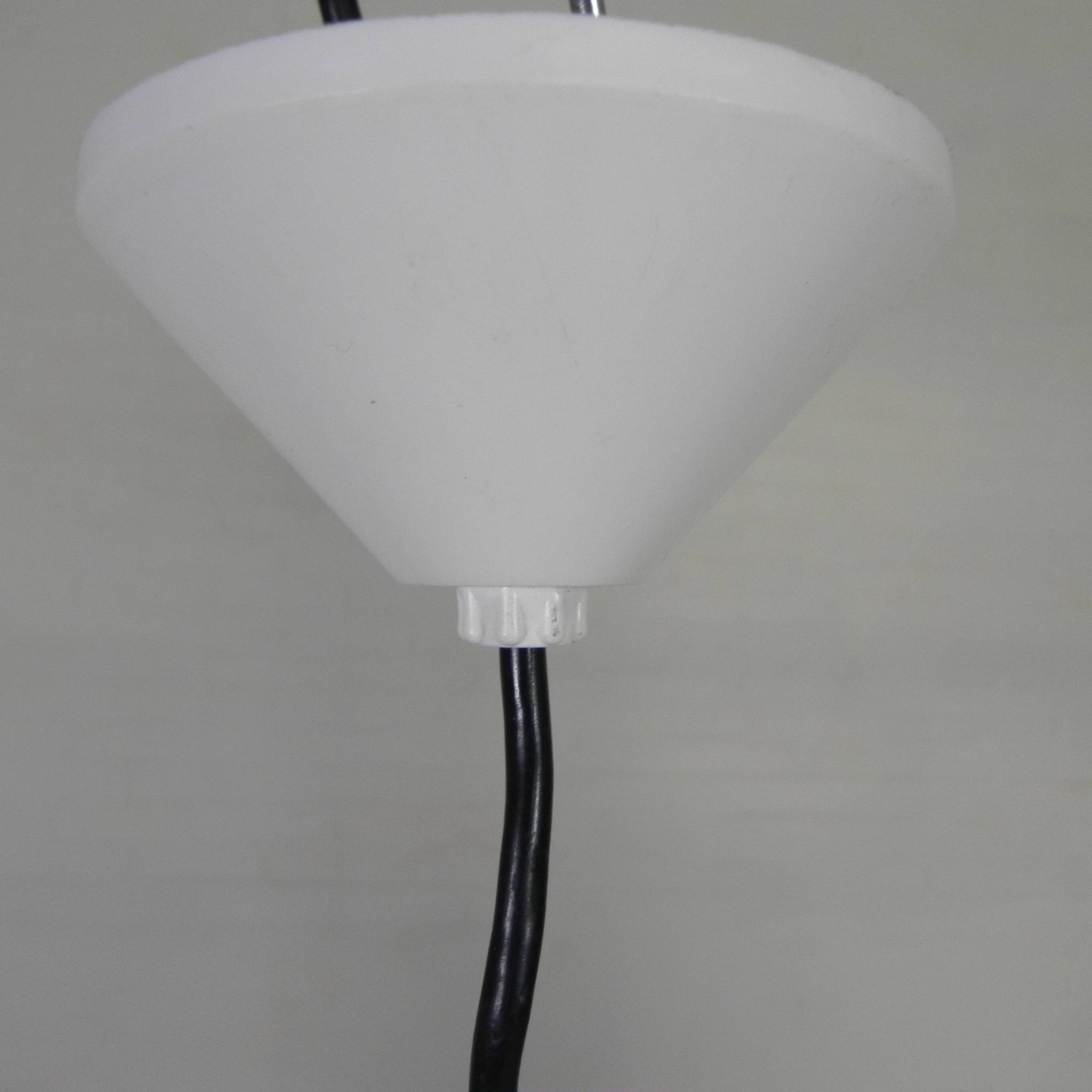 Vintage pendant lamp with white ribbed glass ball, 1960s