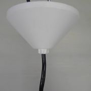 Vintage pendant lamp with white ribbed glass ball, 1960s
