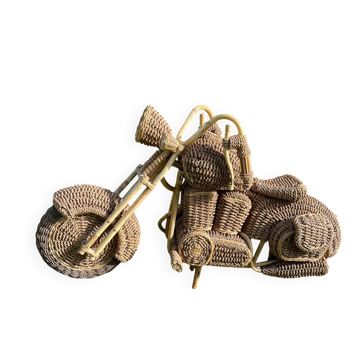 Sculpture moto Harley Davidson en osier