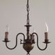French Vintage Old Aged Bronzed Metal 3 Light Flemish Style Chandelier 4804