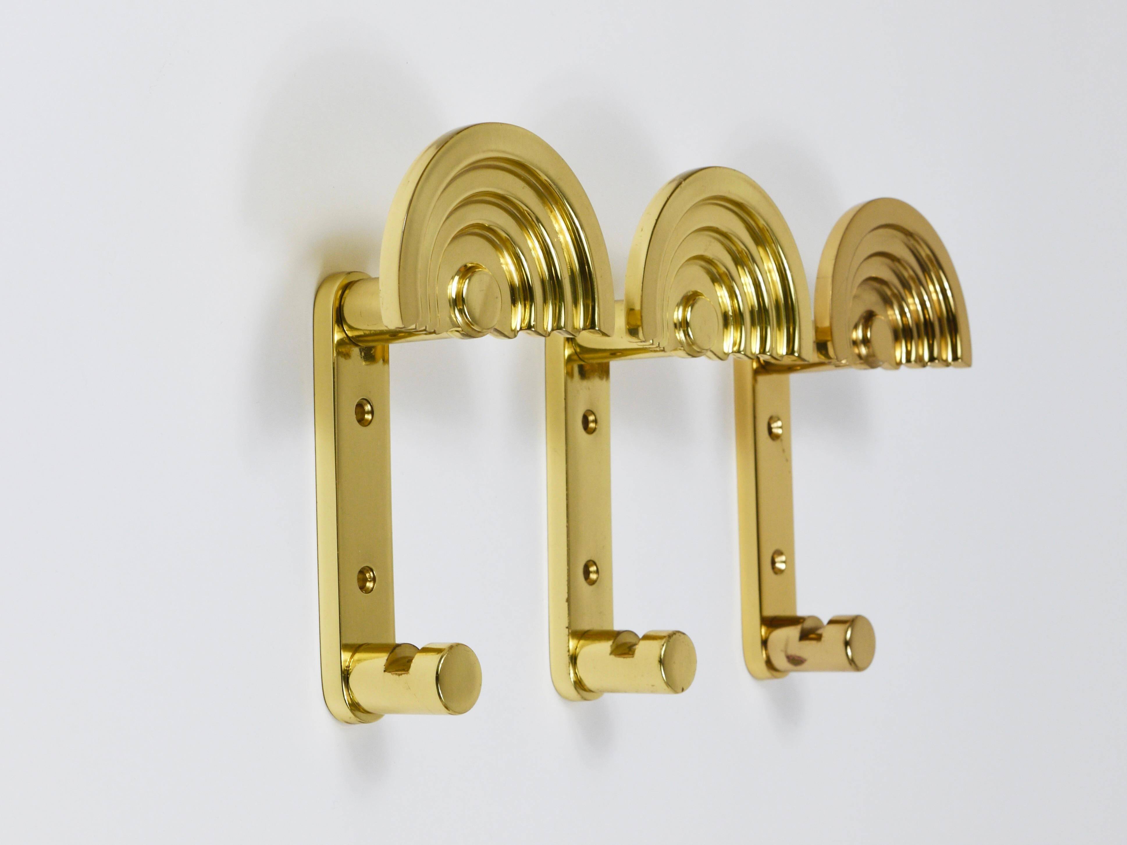 13 Postmodern Brass Wall Hooks by Ettore Sottsass, 1985, Valli & Valli Italy