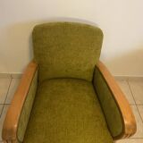 Fauteuil Art Déco en tissu vert