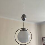 White opaline globe suspension and metal structure