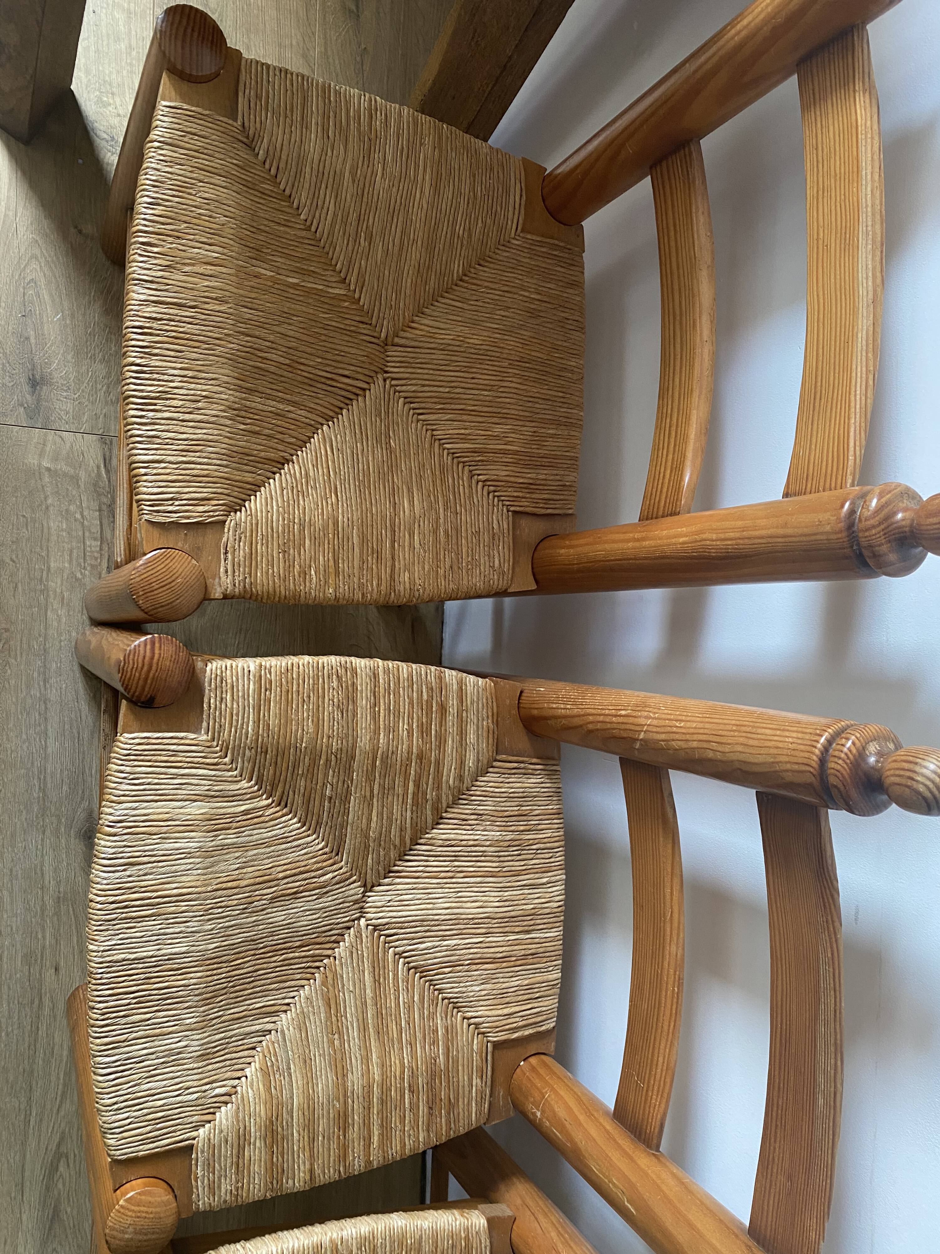 Pine and straw chairs