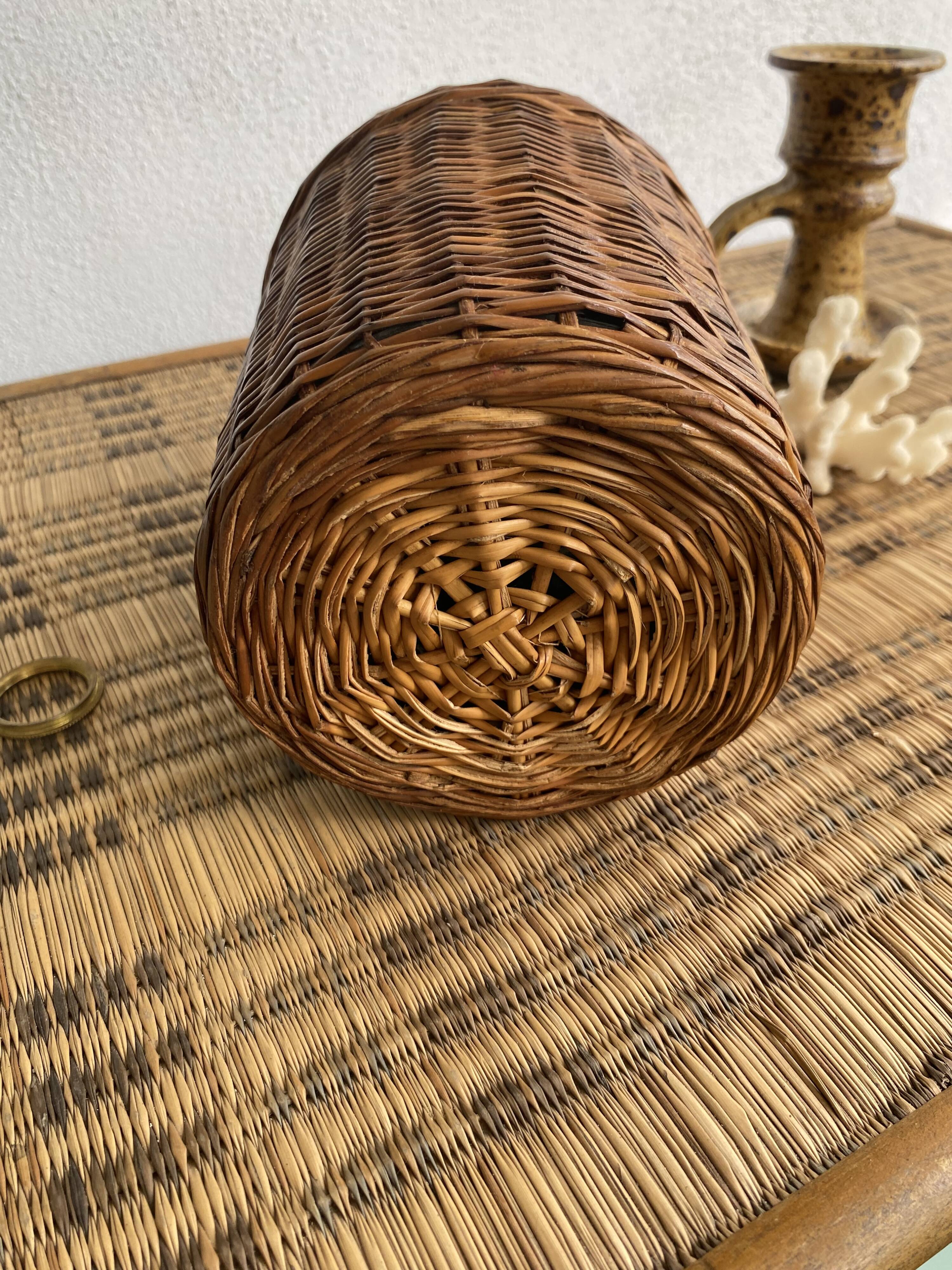 Wicker lamp, jute lampshade, cable 2m