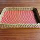 Wicker and wood serving tray
